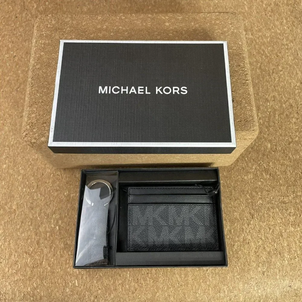 Michael Kors Men's Slim Card Holder with Key Ring Pocket Size